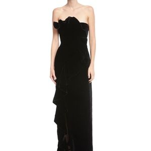 Strapless Black Velvet Evening Gown / Dress